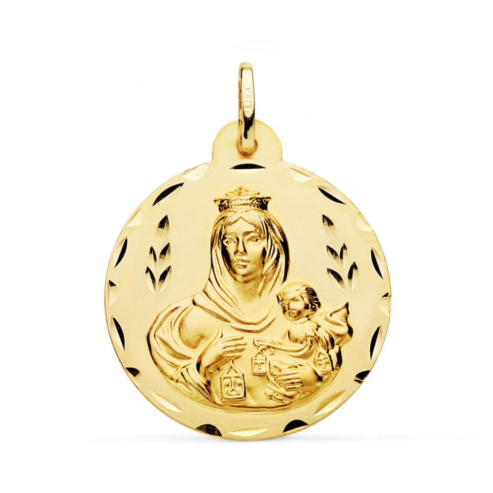 Medalla Virgen Carmen Oro 18K 28mm Tallada