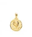 Medaglia battesimo bambino a fiore oro 18kt 15mm satinata