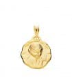 Medaglia Battesimo bambino a fiore Oro 18kt 17mm satinata