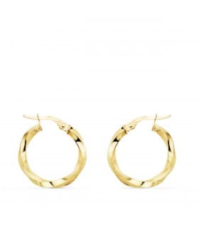 Pendientes aros Twisted oro amarillo 18 kilates 20 mm