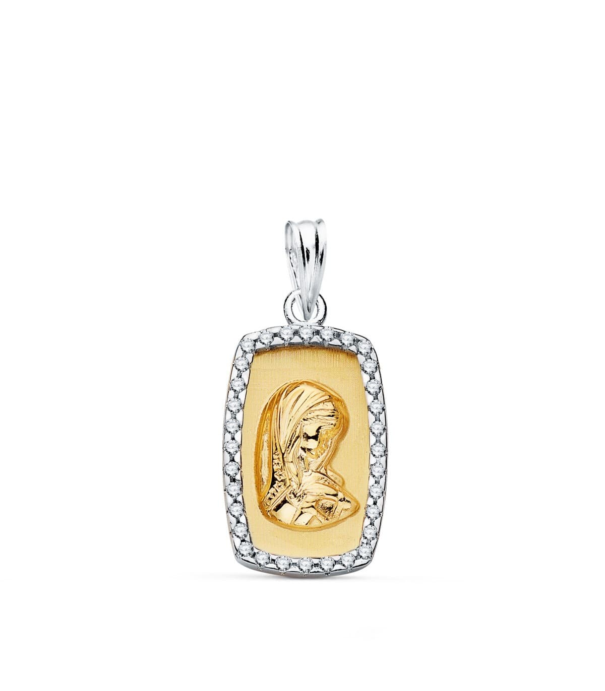 Medalla Virgen Niña Oro Bicolor 18k Cerco Alda 