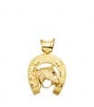 Colgante Herradura con Caballo Oro 18K 36 mm