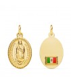 Medalla Guadalupe Bandera México Oro 18K 18mm Oval