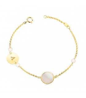 Pulsera personalizada Oro 18K Chapa Nácar - joyas personalizadas de oro