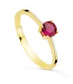 Anello solitario rosso  oro giallo 18kt