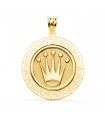 Medaglia Corona oro giallo 18kt 27 mm Greca