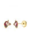 Pendientes Unicornio Oro Amarillo 18K