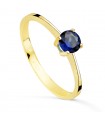 Anello solitario blu Oro giallo 18kt