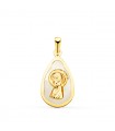 Medaglia Comunione madreperla oro 18kt Madonna goccia