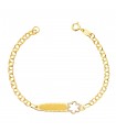 Bracciale targhetta da bambini Fiore oro 18kt 13cm