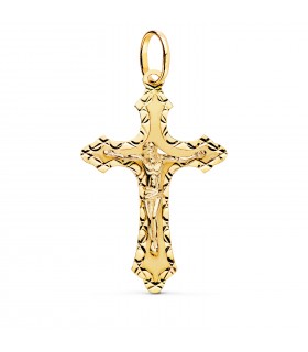 Cruz Gótica Cristo tallada Oro 18K 35mm - crucifijo de oro, collar cruz - joyas online