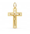 Croce con Cristo oro 18 Kt rettangolare traforata