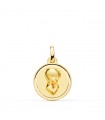 Médaille Enfant priant Biseauté Or 18K 16mm