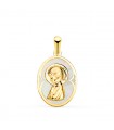 Medaglia madreperla ovale Madonnina oro 18 kt 19 mm