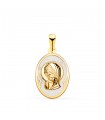 Medaglia madreperla Madonnina ovale oro 18 kt 17 mm