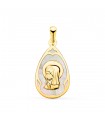 Medaglia madreperla Madonnina goccia oro 18 kt 21 mm