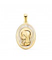 Medaglia madreperla Madonna ovale oro 18 kt 21 mm