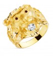 Anello uomo Testa di leone Oro giallo 18kt Rubino