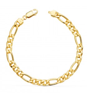 Pulsera Fígaro Oro 18 K 21 cm 6.5 mm - pulseras de hombre - pulseras oro par hombres - pulsera cadena - pulsera gruesa