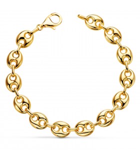 Pulsera Grano de Café Oro 18K 10mm 21cm | pulsera cadena |pulseras para mujer - pulsera de cadena calabrote