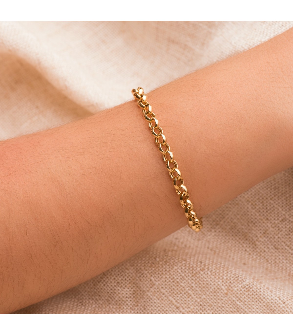 Bracelet en plaqué or, maille jaseron : Longueur - 20 Femme - Le