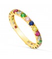 Anello fedina multicolore oro giallo 18kt