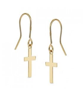 Boucles d'oreilles or jaune Croix 18 Carats