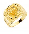 Anello testa di leone uomo Oro giallo 18Kt Zirconi