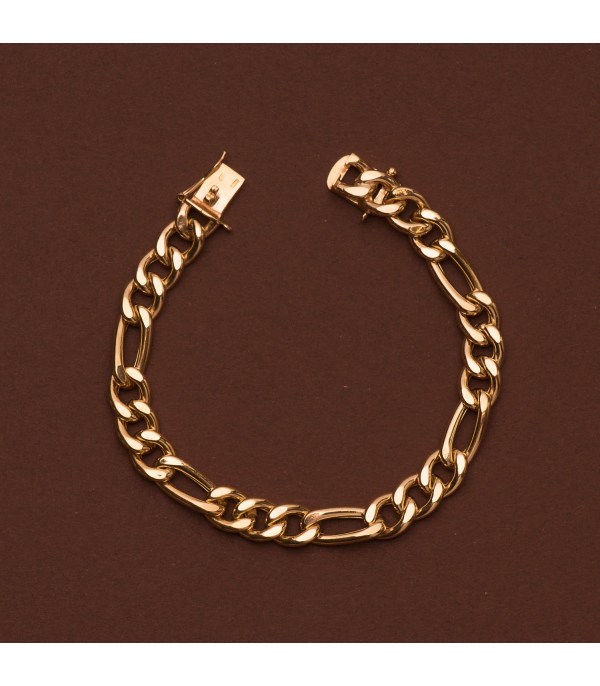 Bracelet Homme Or 18K Maillon 3 x 1 21.5 cm