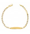 Bracciale con targhetta Oro 18kt Maglia martellata 16,5 cm