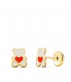 Boucles d'oreilles fille ours polaire cœur Or 18K