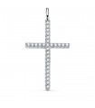 Pendentif croix or blanc et zircons 18K