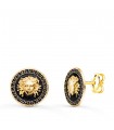 Pendientes Medusa Negro Oro Amarillo 18K