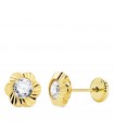 Pendientes 18 Kilates Emelie flor tallada 7 mm