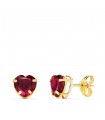 Boucles d'oreilles Coeur Rouge Or 18K 6mm