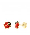 Clous d'oreilles or Coccinelle 6X5 mm 18 Carats