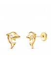 Boucles d'oreilles dauphin or 18K zircon