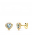 Puces d'oreilles Niba aigue-marine or jaune 18K 7mm