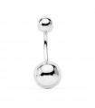 Piercing Ombligo Oro Blanco 18K Bolas