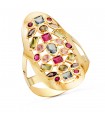 Bague Large pierres multicolores Or 18K