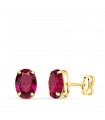 Boucles d'oreilles ovale rouge Or 18K 7mm