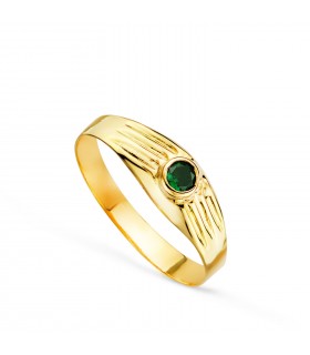 Anello chevalier Shoko Oro 18Kt pietra verde