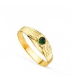 Anello chevalier Shoko Oro 18Kt pietra verde