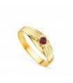 Anello chevalier Shoko Oro 18Kt pietra rossa