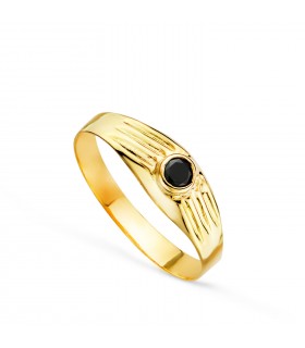 Sello Shoko oro 18K piedra negra. Sellos para bebé y anillos para el dedo meñique de mujer.