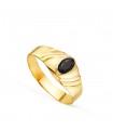 Anello chevalier Nagare Oro 18Kt pietra nera