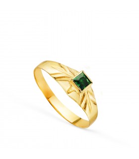 Anello chevalier Reika Oro 18Kt pietra verde