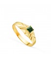 Anello chevalier Reika Oro 18Kt pietra verde