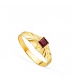 Anello chevalier Reika Oro 18Kt pietra rossa