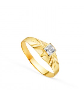 Anello chevalier Reika Oro 18Kt zircone